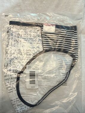 Cacique Black & White Script and Stripe Hipster Panties - 2 Pack
